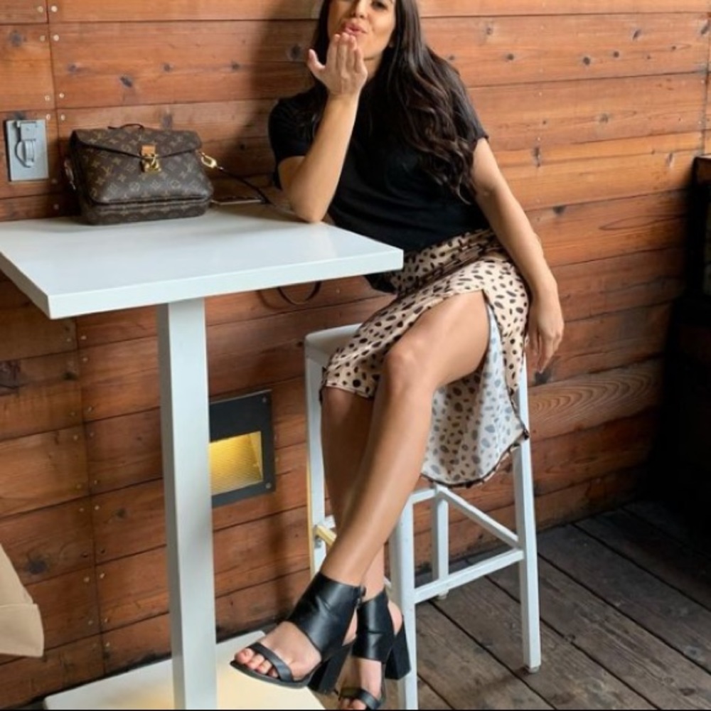 Pretty Little Thing Cheetah Print Satin Midi Skirt - Size 2 - Worn Once Like New